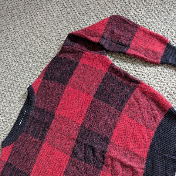 TNA Black & Red Plaid Sweater – with Cashmere & Angora Blend, XXS (fits like S) - Picture 3 of 6